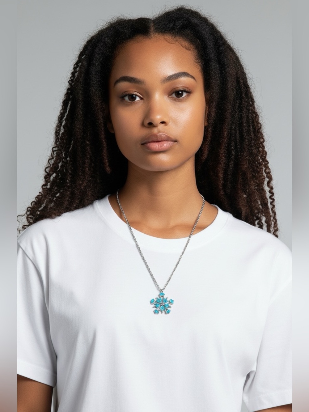 🫶🏻 Fashion Turquoise Snowflake Pendant Necklace
